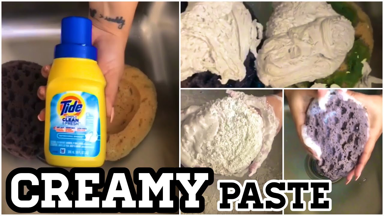 Asmr Paste - Tide 💙& White Paste🤍 + Black TearDrop Sponge * GETS SUPER ...