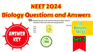 Neet 2024 biology answer key | neet 2024 botany answer key | #set2 #neet2024answerkey #neetbiology