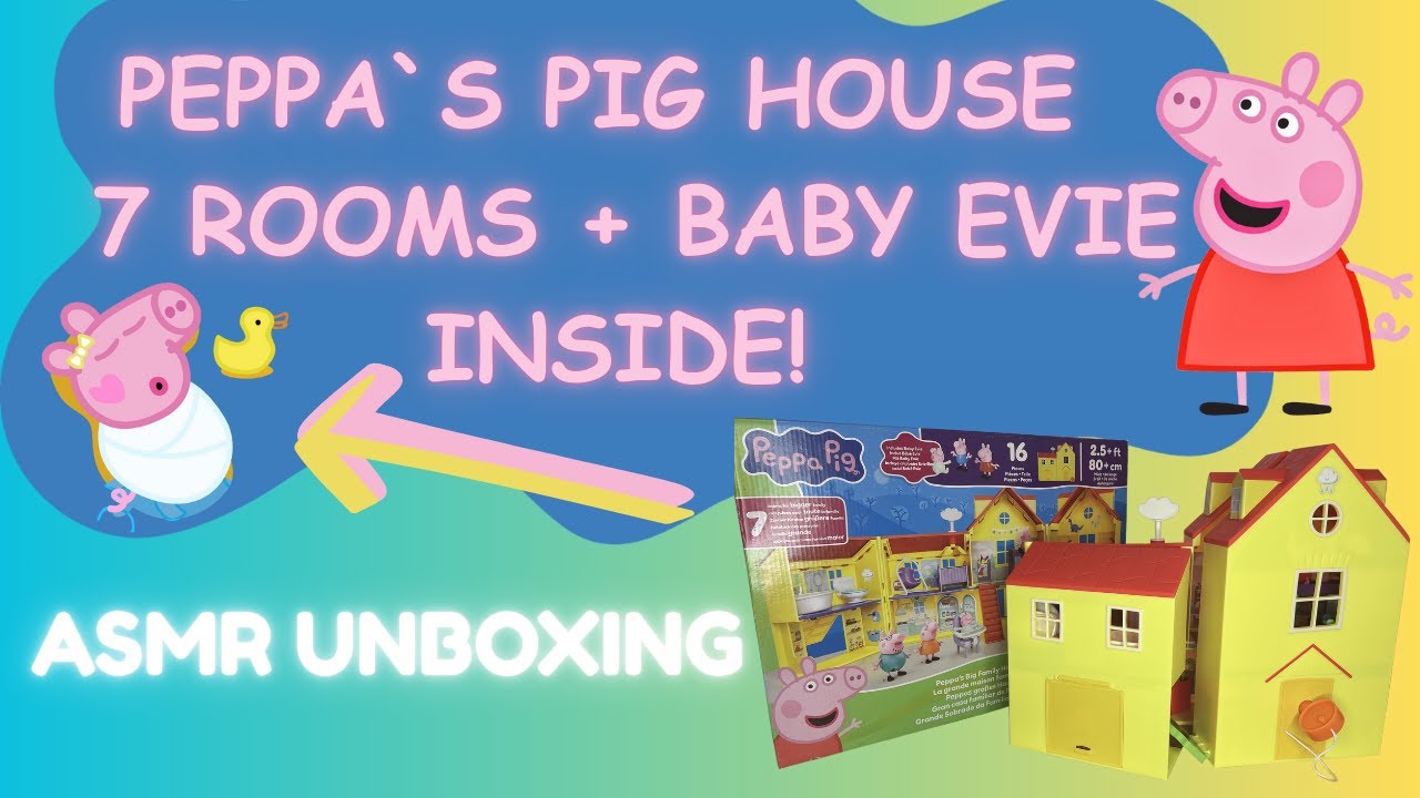 11 minutes of satisfying unboxing, Peppa Pig Playset House 7 Rooms Baby Evie ASMR | Toy Review 