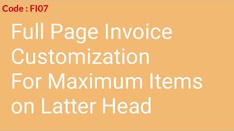 FI07 : Tally.ERP9 GST Ready Full page invoice Customization on letter head | Best customize Invoice