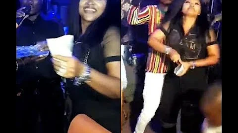 Mercy Aigbe Dancing & Spraying Money On Ijebu At His Birthday Bash In Iyabo Ojo Lounge