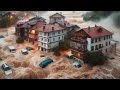 نهاية العالم في تركيا جرفت مدينة طرابزون فيضان ا رهيب ا 