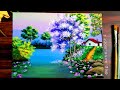 How to paint beautiful village nature landscape | Acrylic tutorial for beginners step by step