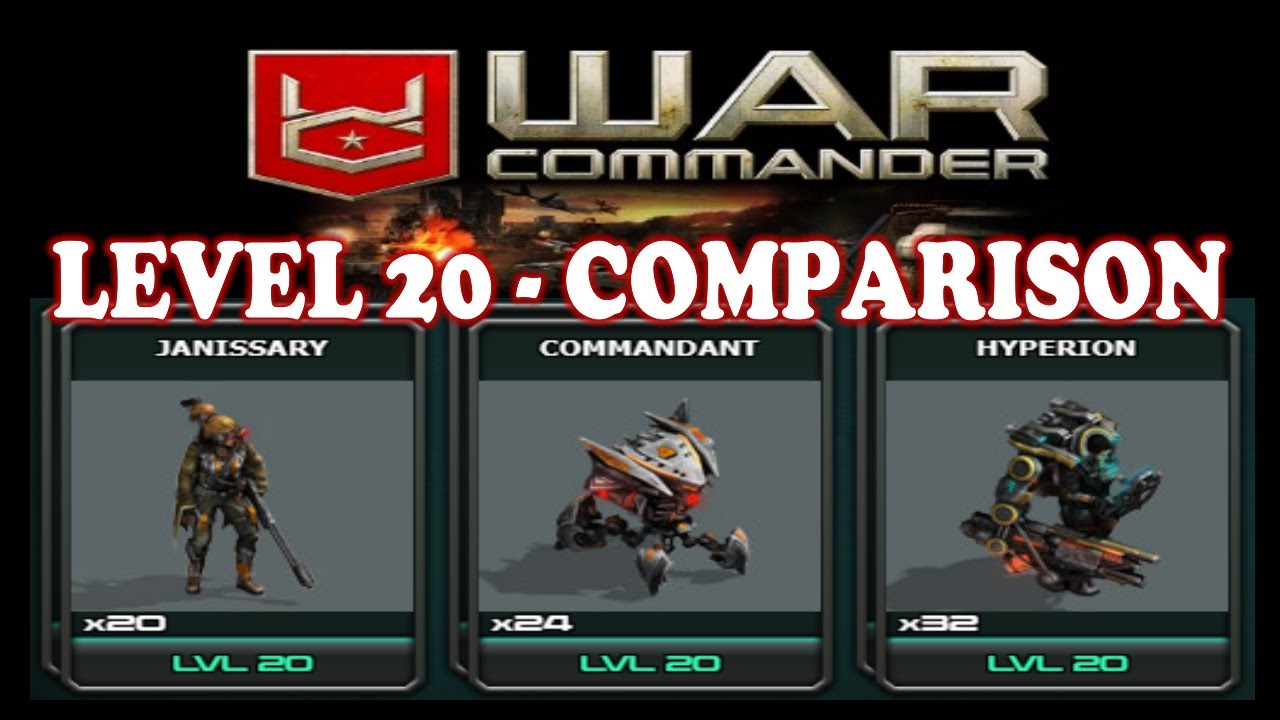 War Commander: Janissary Commandant Hyperion level 20 Comparison - YouTube