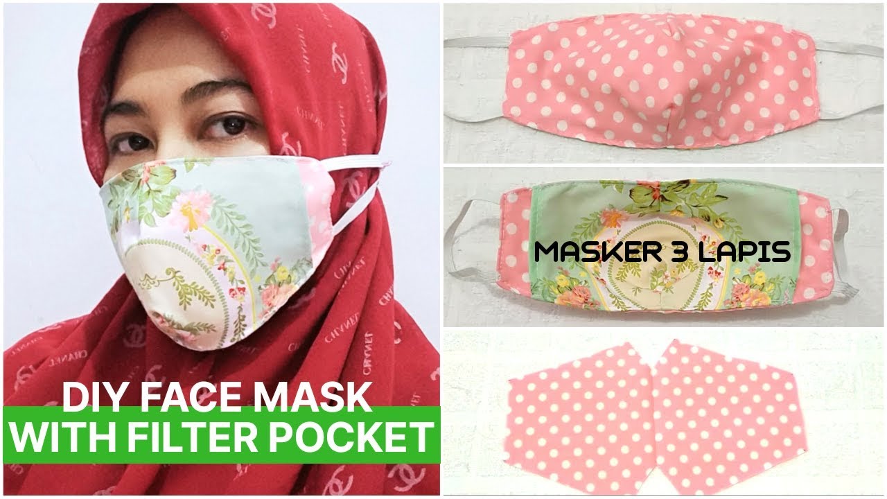 How To Make Fabric Face Mask With Filter Cara Membuat Masker Kain Dengan Filter Youtube