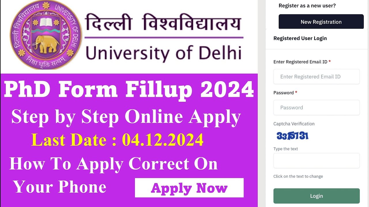 Delhi University PhD Form Fillup 2024-2025 // Step by Step Online Apply ...