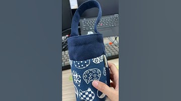 Túi vải Canvas 2 lớp Xanh navy in họa tiết Mèo xanh dễ thương đựng bình giữ nhiệt