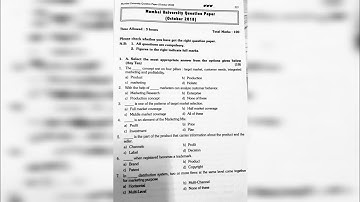 Tybcom sem 5 | COMMERCE (Marketing) Mumbai University question paper Oct-2018 #pastyearpaper