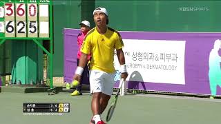 남자 단식 결승 - 손지훈VS정홍 - 정홍 기가 막힌 세컨 서브!.20170930
