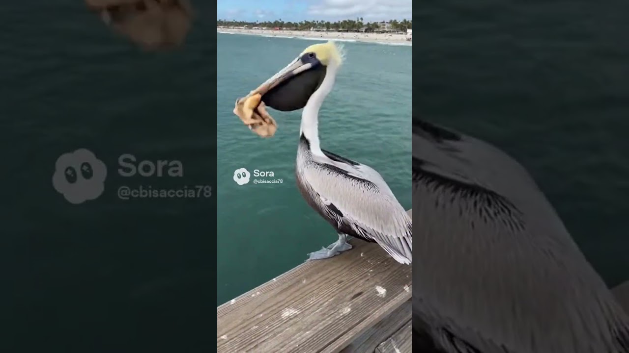 Pelican attacks man and steals sandwich