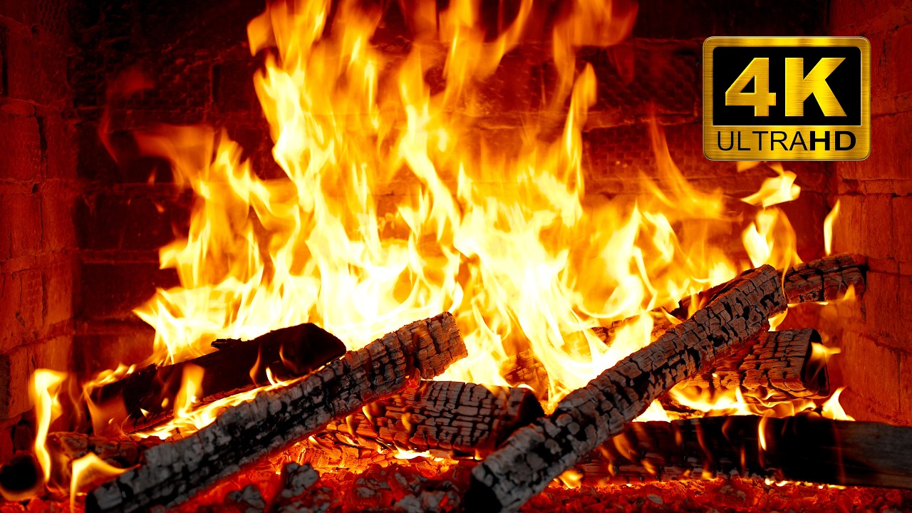 Cozy Fireplace in 4K UHD 🔥 Crackling Fire Ambience for Sleep ...