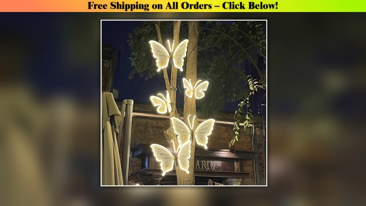 1Pcs 40cm high LED Outdoor Simulation Dynamic Static Butterfly Lights Holiday Party Home Christmas