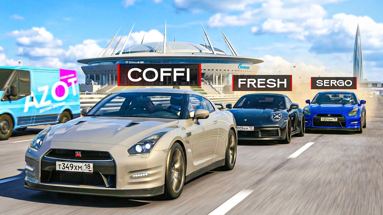 ОЛЕГ КОФФИ КУПИЛ NISSAN GT-R! БЕЗУМНЫЕ ШАШКИ ЮТУБЕРОВ ПО ЗСД В СПБ НА ОГРОМНОЙ СКОРОСТИ!