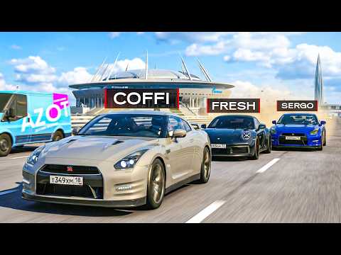 ОЛЕГ КОФФИ КУПИЛ NISSAN GT-R! БЕЗУМНЫЕ ШАШКИ ЮТУБЕРОВ ПО ЗСД В СПБ НА ОГРОМНОЙ СКОРОСТИ!