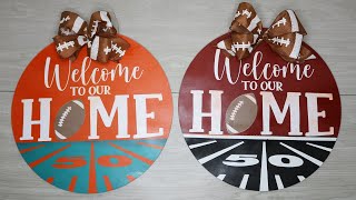 Football Wood Welcome Sign with Cricut @SVGNationGraphics