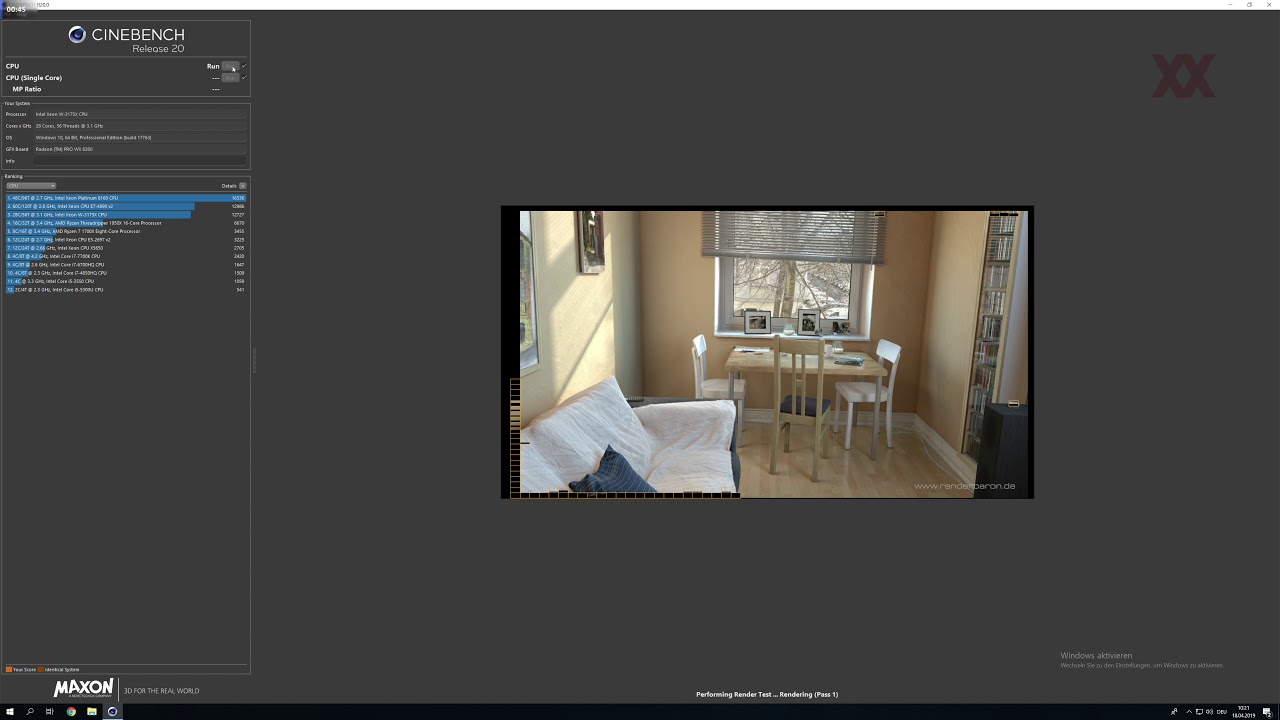Intel Xeon W 3175X im Multi-Threaded-Rendering - YouTube