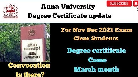 Anna University| Degree certificate update for Nov Dec 2021 Cleared students 👍