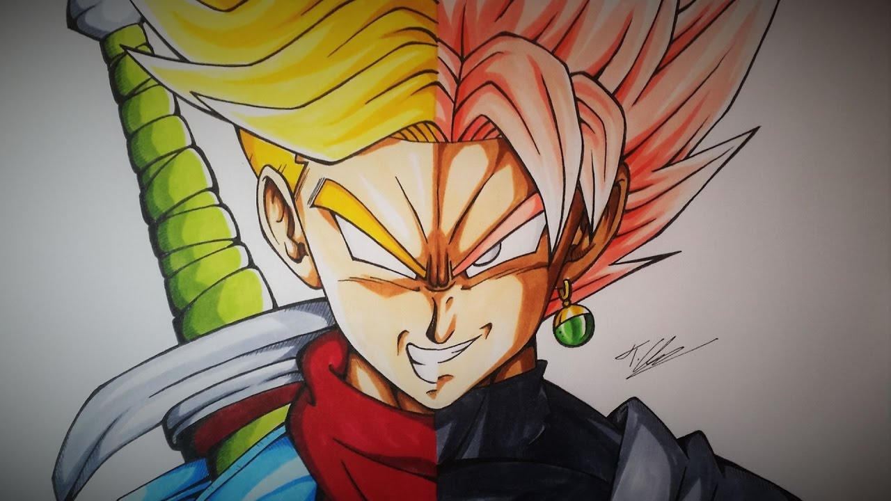 Drawing Future Trunks VS Black Goku Super Saiyan Rose Dragonball Super Tolg...