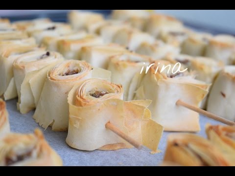 Пирог из теста фило с мясным фаршем ხორციანი ღვეზელები ფილოს ცომში xorciani gvezelebi filos comshi