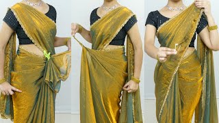 Latest Tissue Silk Saree D With Perfect Hip & Shoulder Pleats Wedding Special Saree D