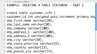 php Tutorial for Beginners 69  EXAMPLE, Creating A Table Statement Part 2