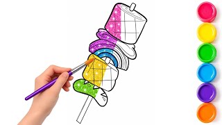 Rainbow Ice Cream Coloring Pages Color Learning for Toddlers Easy Drawing Painting for Kids