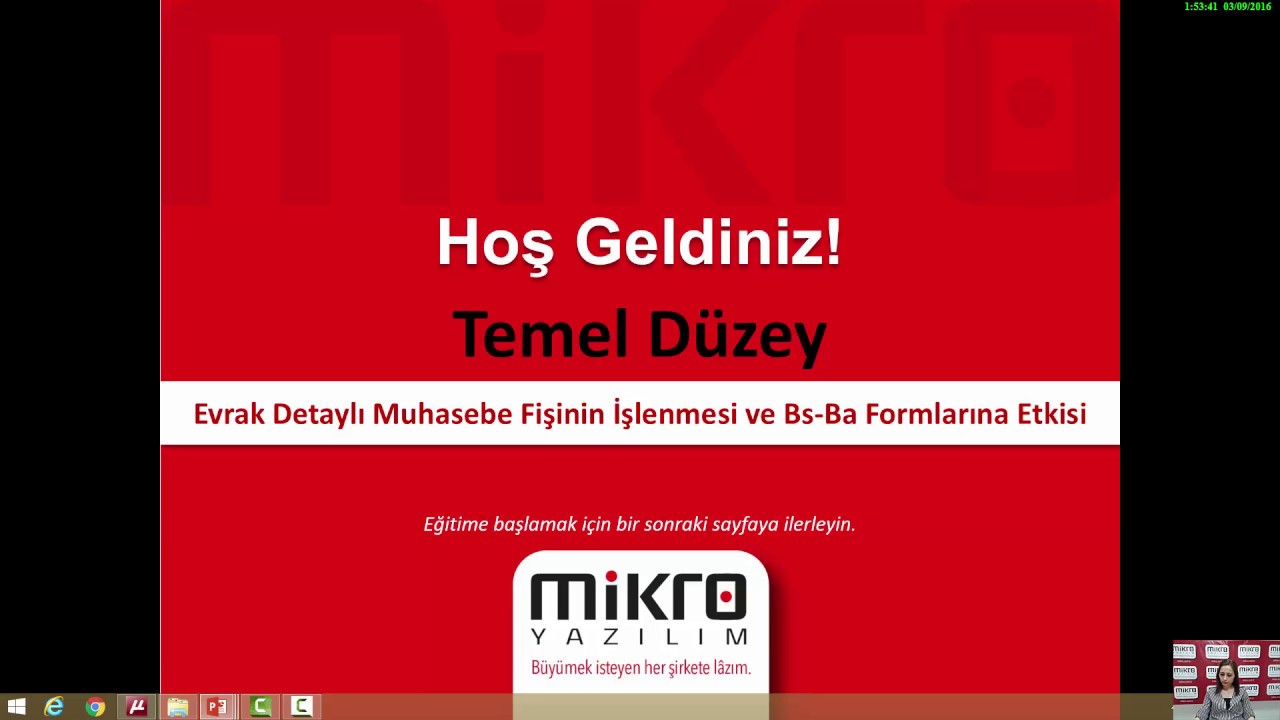 Mikro Yazılım Evrak Detaylı Muhasebe Fişi ve Bs Ba Formlarına Etkisi Eğitimi