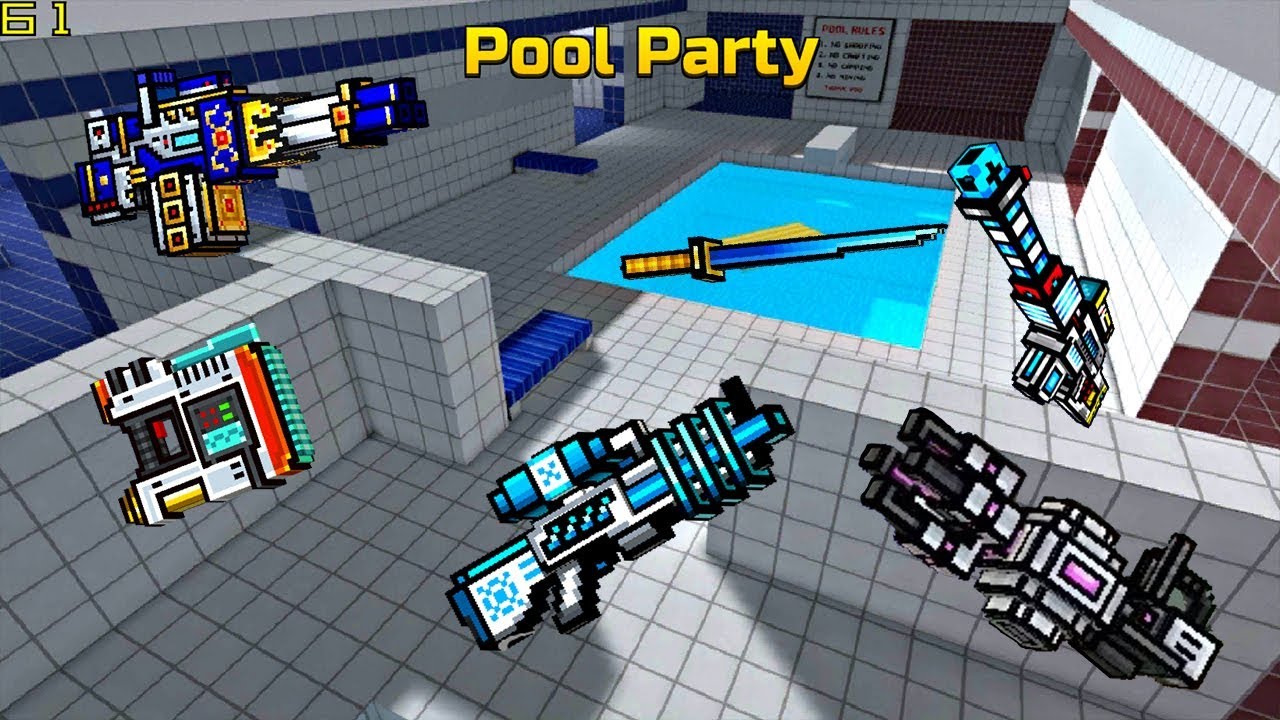Pixel Gun 3D - Pool Party Map Color Weapons Gameplay - YouTube