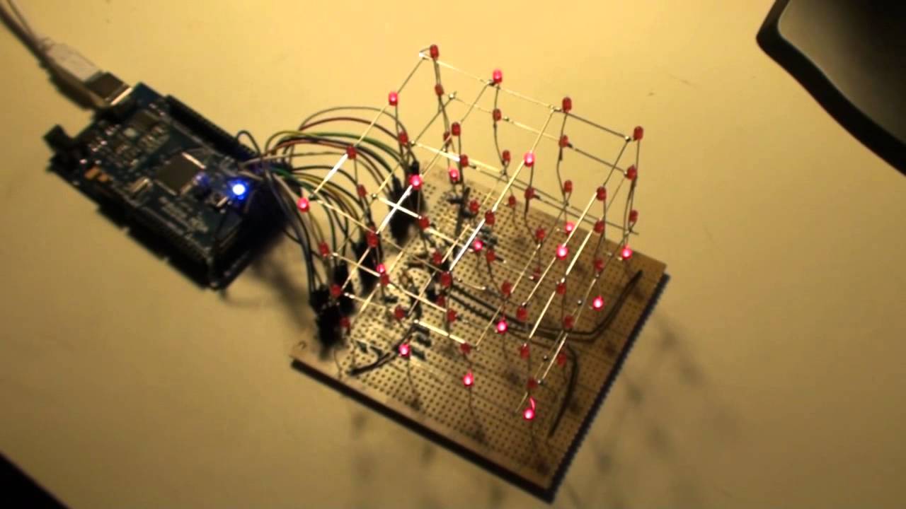 4x4x4 Arduino controlled LED Cube YouTube