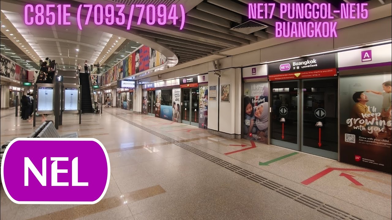 (Broken announcement) NE17 Punggol-NE15 Buangkok Alstom Metropolis C851E (7093/7094)