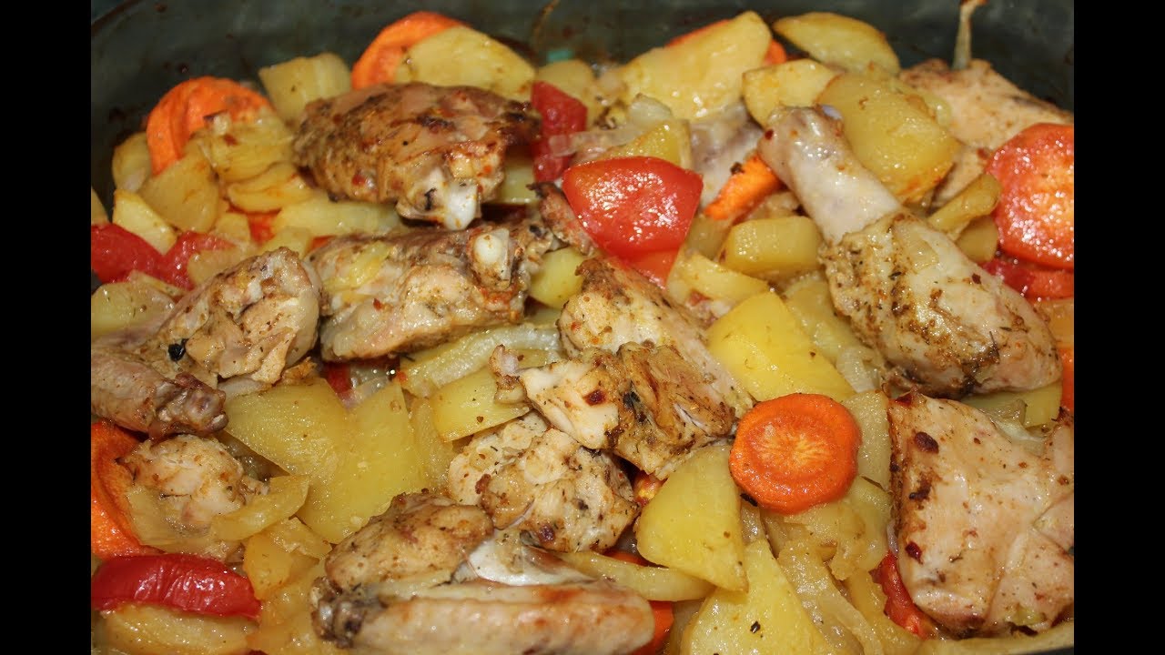 Овощи с курицей в духовке вкусно