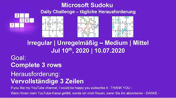 Sudoku Irregular - Medium | Goal: Complete 3 rows | Jul 10, 2020