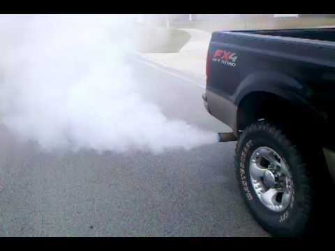 White smoke from diesel truck
