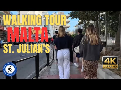 St. Julian’s Malta Walking Tour 2025 🇲🇹  Spinola Bay to Bay Street Shopping Mall in 4K UHD