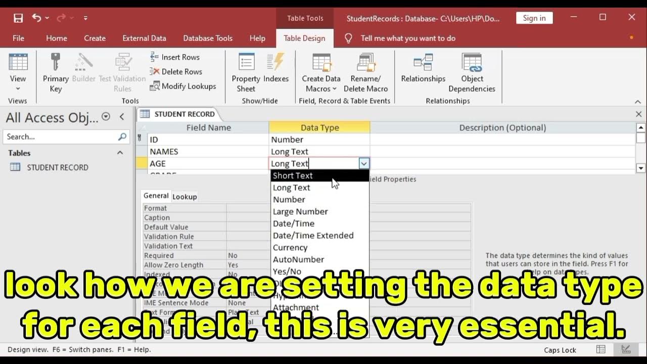 CREATING A DATABASE USING MICROSOFT ACCESS - DAY 2 - YouTube