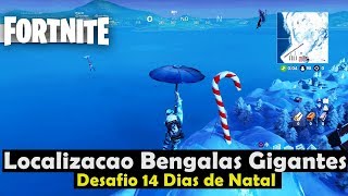 Localização das Bengalas Gigante Doce Desafios 14 Dias de Natal Fortnite