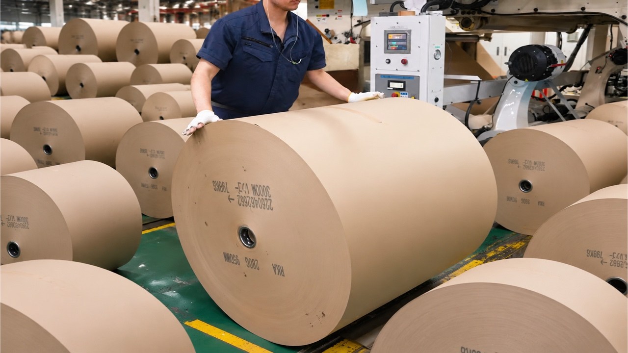 段ボールを大量生産するプロセス。創業85年以上、製造から販売まで一貫して行う段ボール工場。
