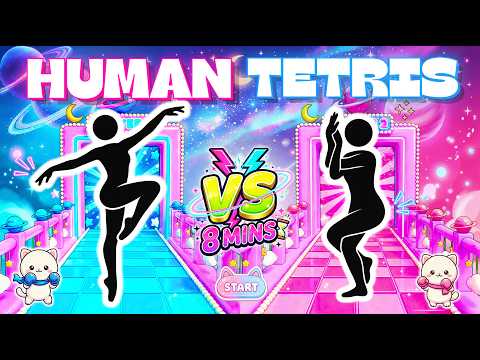 Who Holds Longer? | ⚔️ HUMAN TETRIS PVP BATTLE #12 ⚔️ | 8 Min Immersive Interactive Warm-Up