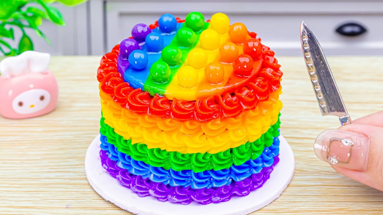 Smooth Miniature Rainbow Jelly Cake🌈 | Relaxing ASMR