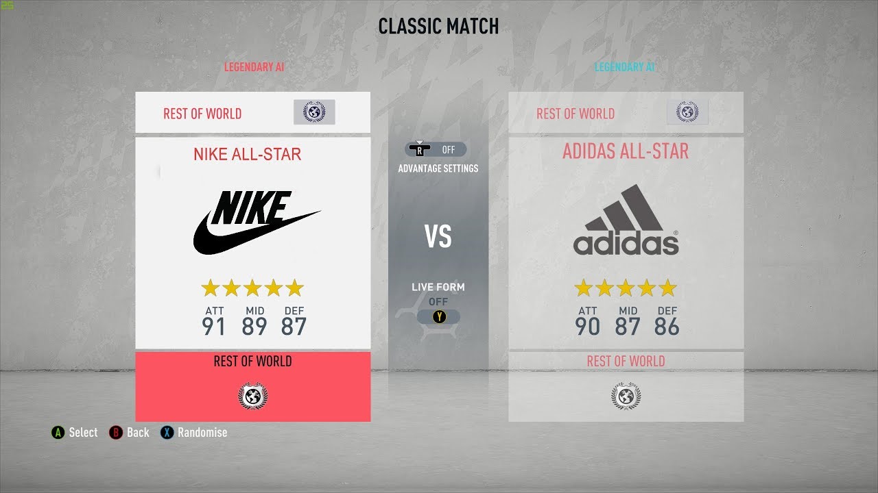 FIFA 20 - Nike all-star vs Adiddas all-star - YouTube