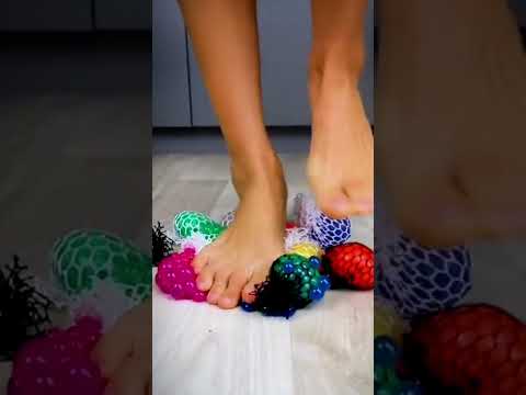 Bare feet take on colorful squishy #asmr #oddlysatisfyingvideo