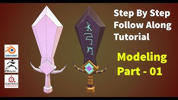 LowPoly Stylized Sword#Modeling#Unwraping#Sculpting#Texturing in Blender2.8#ZBrush#Substance Part-01