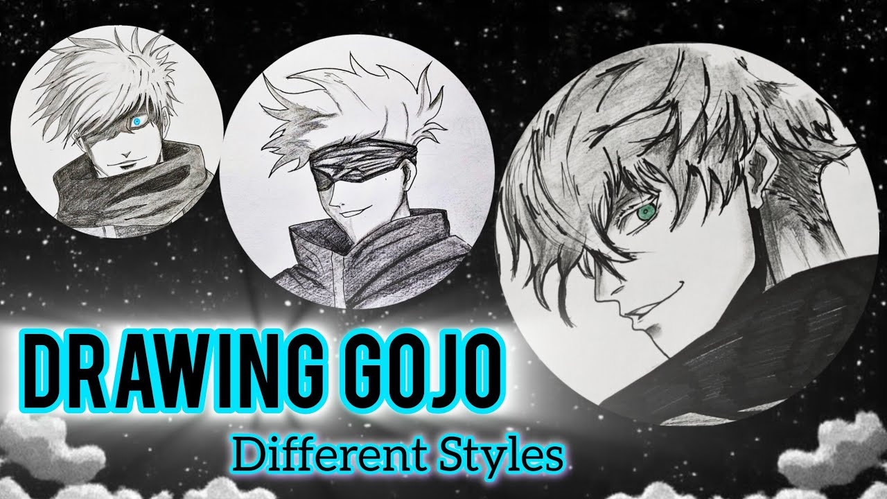 Gojo Satoru Drawing in Different Levels | 3 Gojo Sketches (Easy–Medium ...