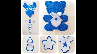 Baby shower decoration idea /طريقة سهله لعمل زينه السبوع باسم المولود👶🏻