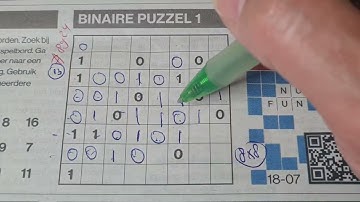 Thursday. Bonus Extra edition. (#8924) Binary01 Sudoku puzzle.  07-18-2024 Extra part 3 of 4