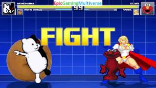 Power Girl & Elmo VS Monokuma The Evil Teddy Bear & Annoying Orange In A MUGEN Match / Battle