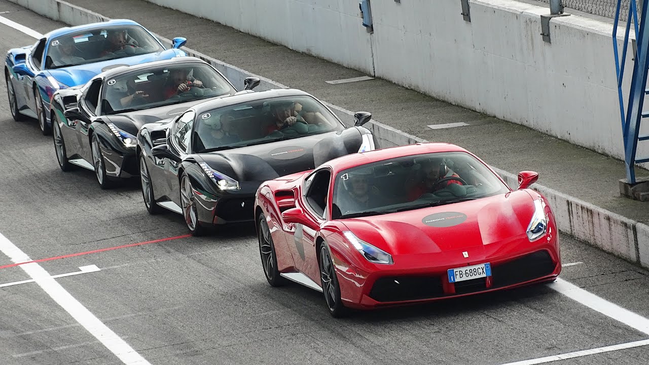 Ferrari 488 Gtb 488 Spider Sound On Track Accelerations Fly Bys Downshifts