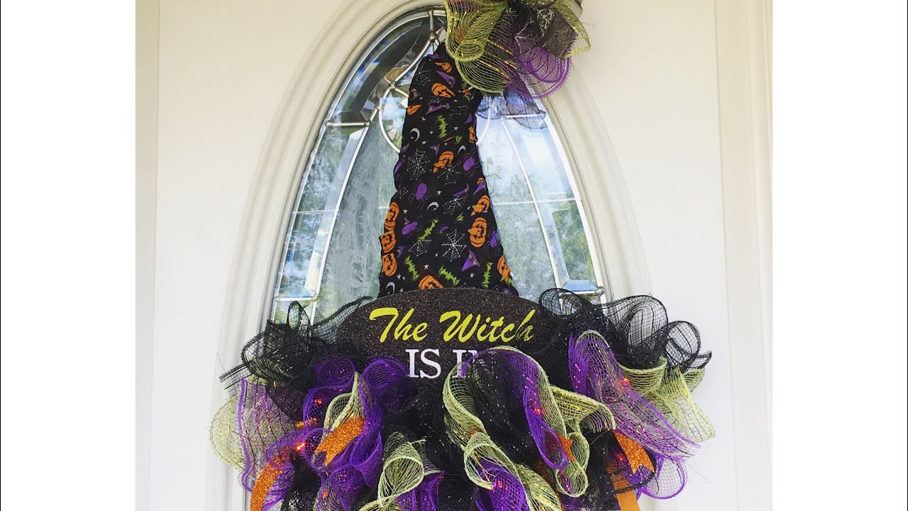 DIY Dollar Tree Witch Hat Wreath Halloween Crafts YouTube DIY Dollar Tree Witch Hat Wreath Halloween Crafts YouTube