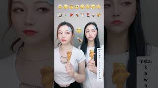 Sisters Emoji Eating Challenge | #asmr #food #funny #eating #shorts screenshot 5