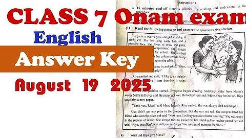 Class 7 english onam exam question paper with answer key 2025 #class7_english_onam_exam #firstterm